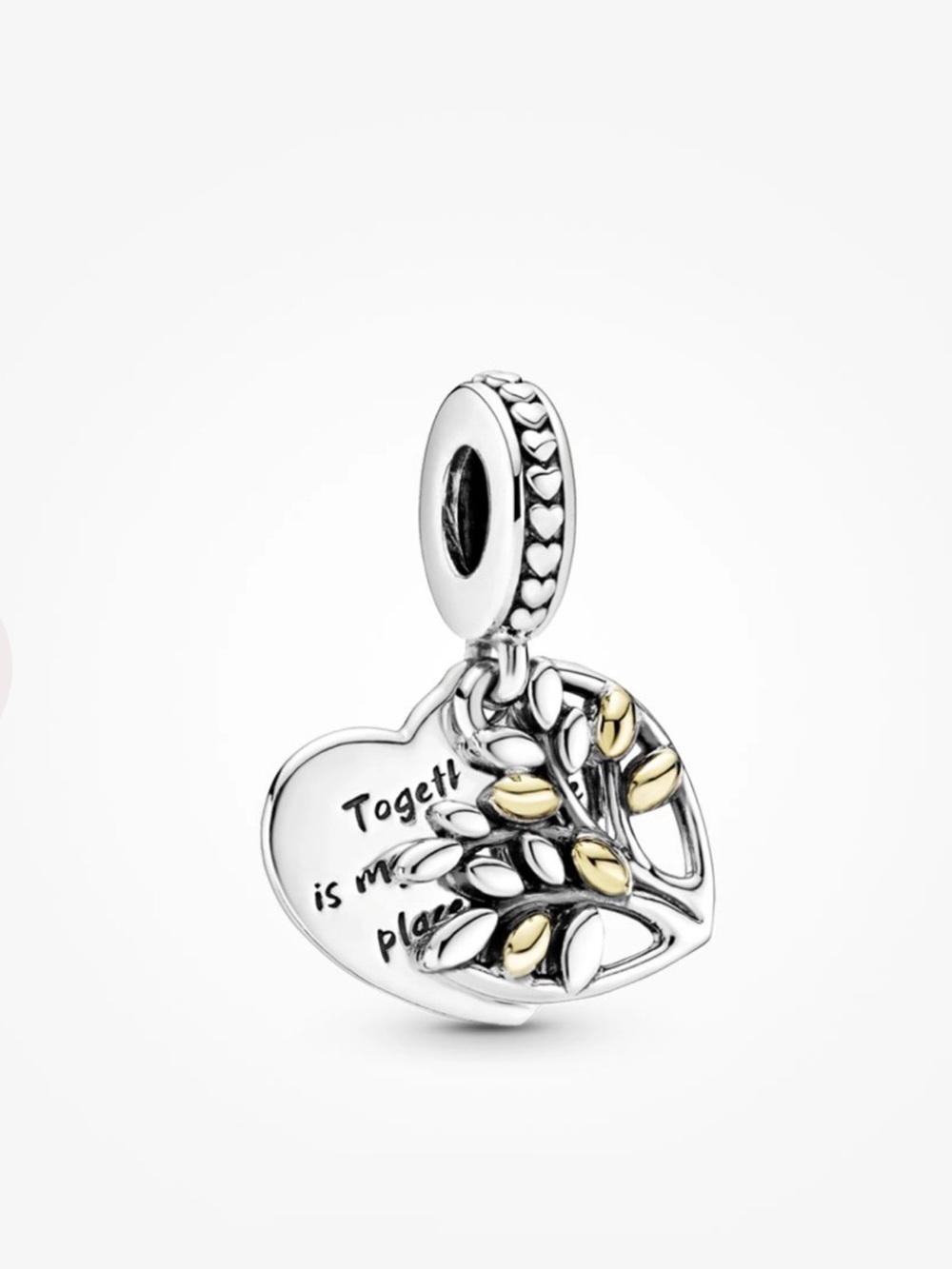 Authentic Pandora Two-Tone Family Tree Heart Dangle Charm